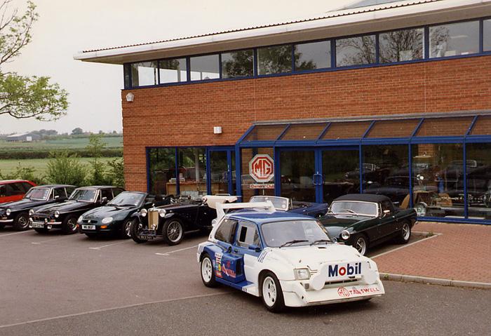 MG 6R4 Rally car taking pride of place in front of the MGOC HQ