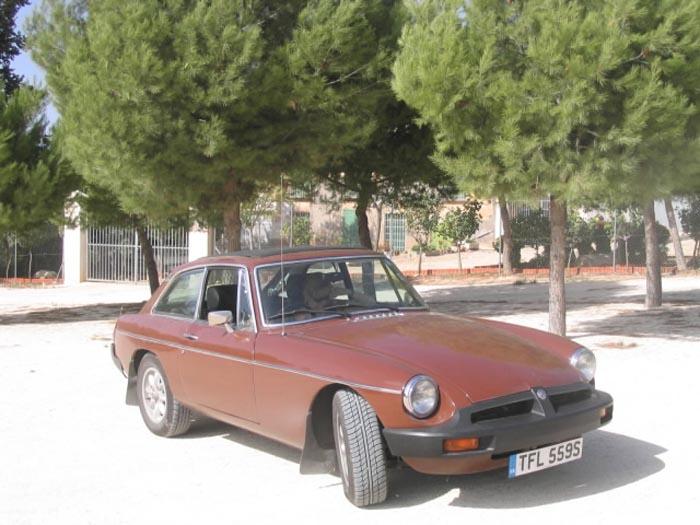 The still UK registered, MG in its new home in the village of Culebron, Alicante