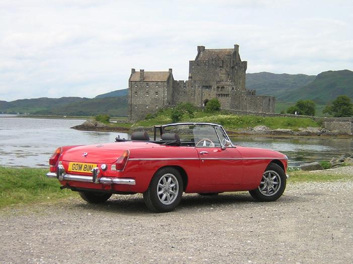 Our &#039;74 Roadster visits Eilean Donan Castle, Loch Alsh.