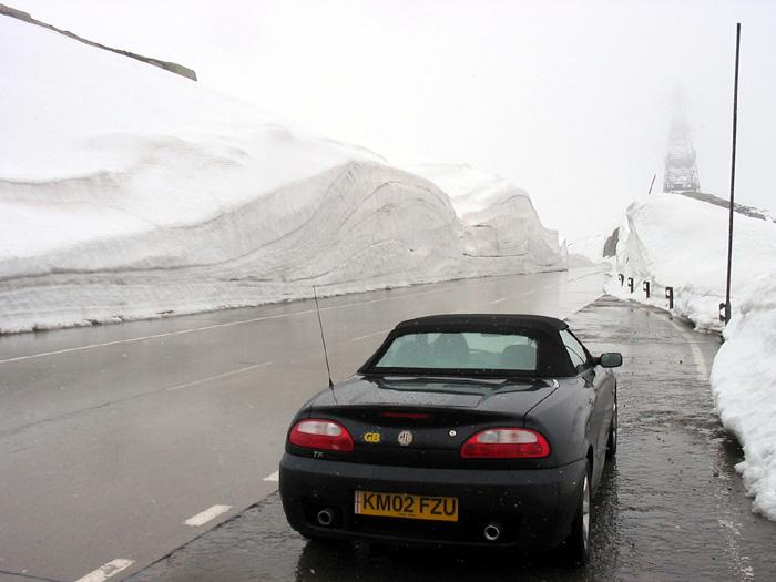 A picture of our TF at 8000ft last june up the gotthard pass,switzerland