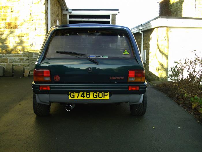 Rear view showing big exhaust