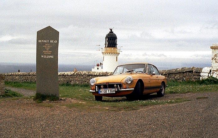 This 1973 MGB is usually based in Munich, Germany. The picture was taken in June 2004 with the car parked in front of Dunnet Head Lighthouse as part of a 2 weeks 4000 miles trip through Scotland.