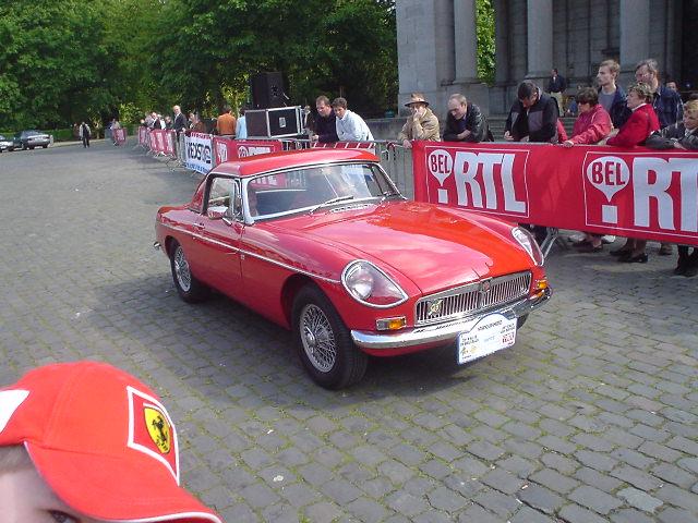 MGB &quot;Jacques Coune&quot; at Brussels Classic car rally in May 2005. Sorry about the FERRARI hat : same colour but car is nicer.