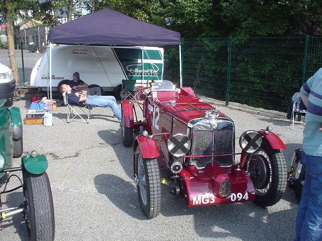This shows how hard work it is to drive a pre war MG - taken after practice at the &quot;Spa Six Hours&quot; races in Francorchamps (September 23, 2005)