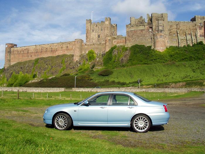 This is my 2004 MG ZT 260SE V8 at Bamburgh, Northumberland in September 2005