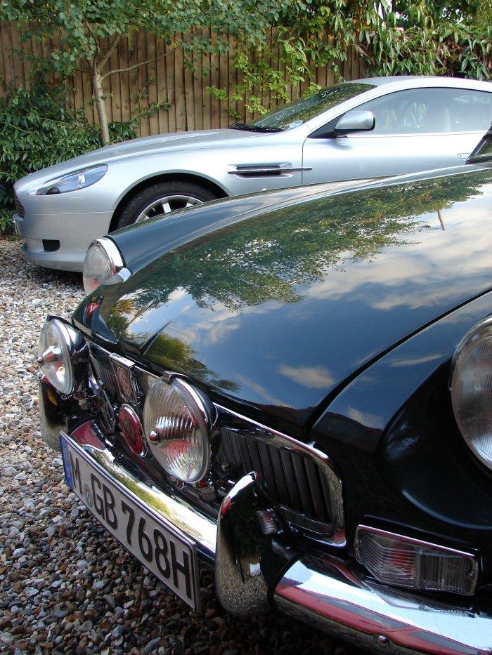Nice couple... 1968 MGB GT and 2005 Aston Martin DB9