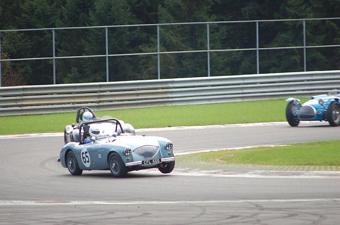 RAC Woodcote Trophy - A very enthusiastic driver (Barry Sidery-Smith&#039;s co driver !)in Austin Healey
