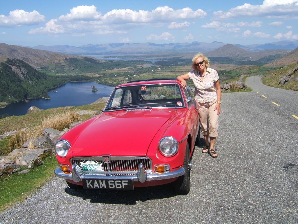 MGB GT &#039;Kamilla&#039; at the top of the Healy pass between Kenmare and Glengarrif.