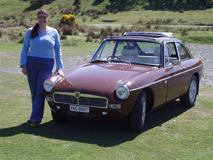 Hilary with her MGB GT