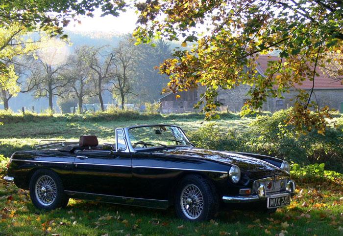 My 1971 MGB with its original numberplate on a bright October morning at Solingen/Germany.