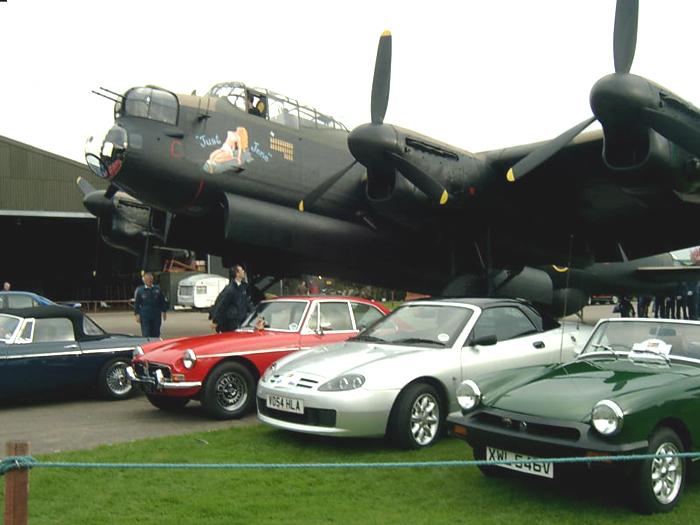 Lincs MGOC Oct 07 run our first rally I&#039;ve been in the RAF for 12 years never thought for one moment that I would have a photo of the Silver Fox under the Lancaster. Wicked