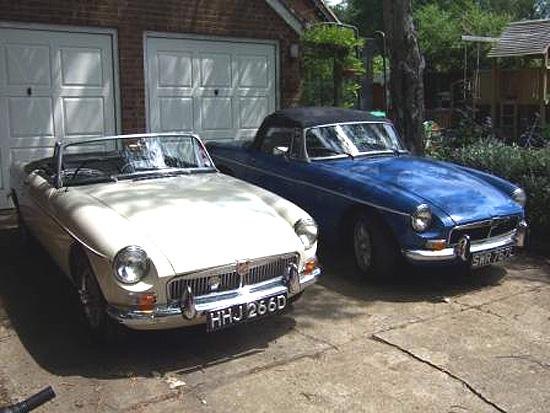 My 1966 old english white and 1973 blue MGB a potential V8