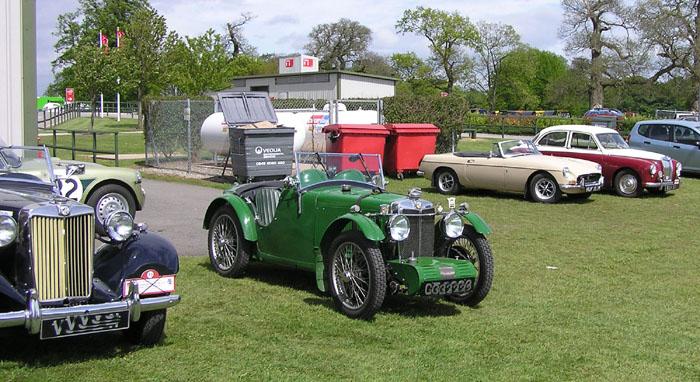 My B surrounded by some other lovely MG&#039;s outside the Fogarty-Moss centre at Oulton Park