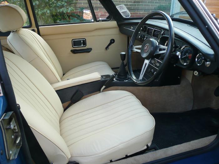 1973 MGB GT Jag Magnolia interior with Biscuit coloured carpets