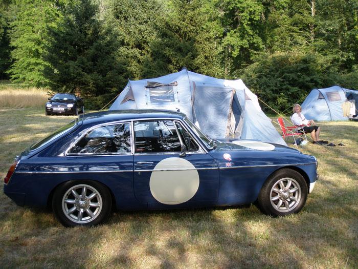 Our MGC GT @ the campsite near to Le Mans for the Classic 2010