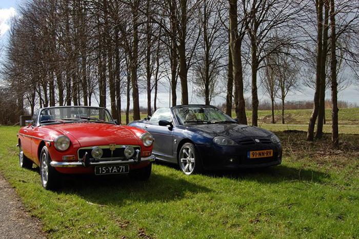 Nice MGTF next to our MGB