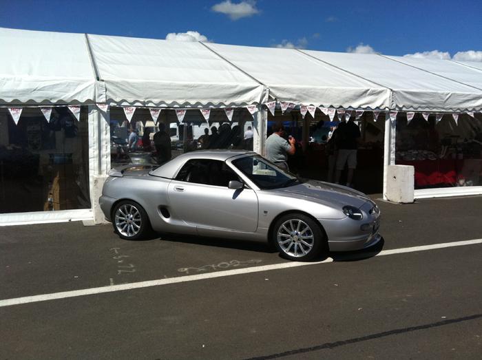 Outside the MGF centre tent at Silverstone