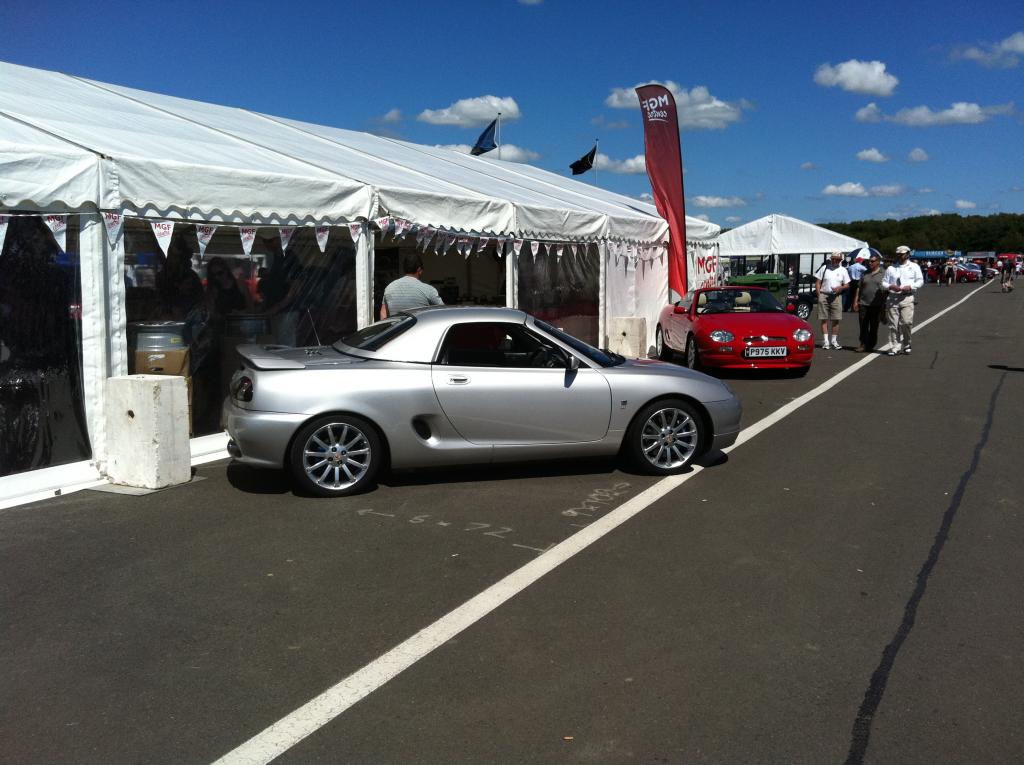 outside the mgf centre tent at silverstone