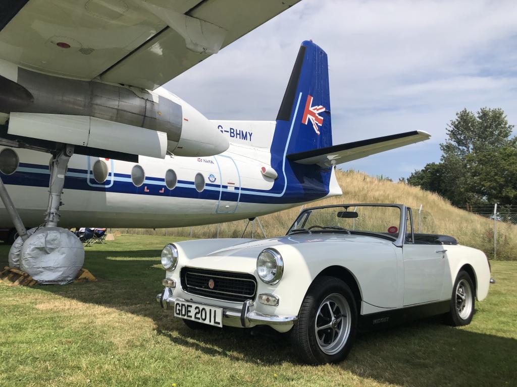 My 1972 RWA Midget under the wing of an Air UK Fokker Friendship 8th July 2023